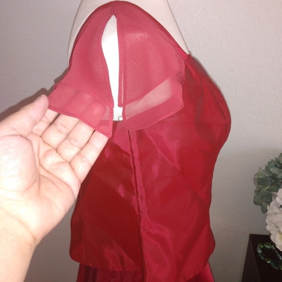 David's Bridal apple red corset short sleeve sz16 - Picture 5 of 7